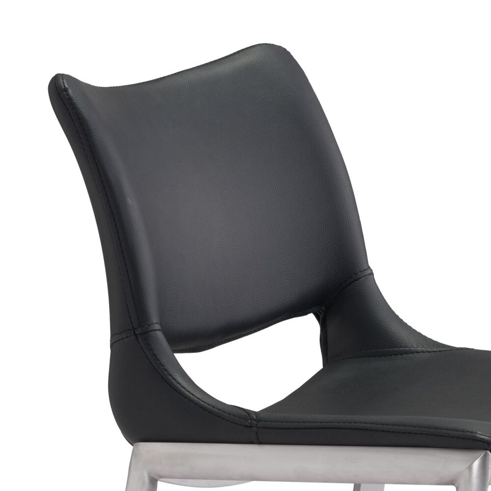 Zuo Modern Ace Bar Chair in Black and Silver &#40;Set of 2&#41;, , large
