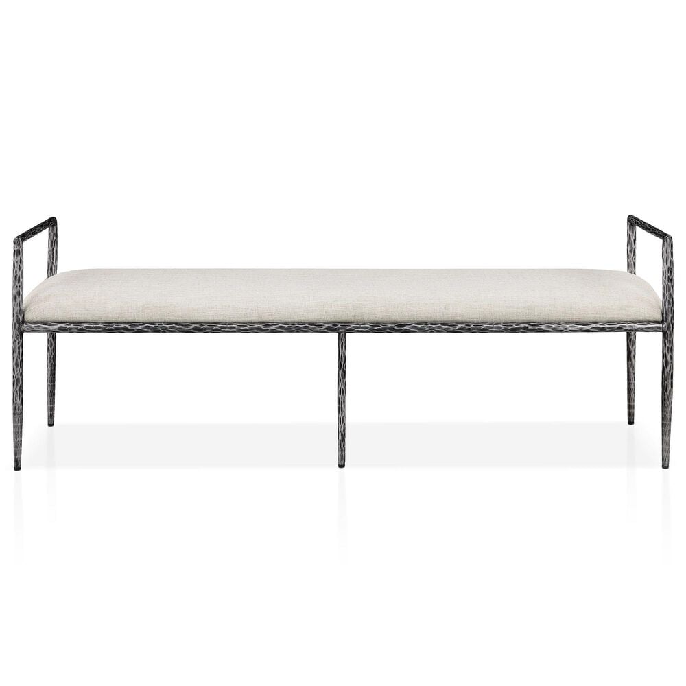 Furniture of America Lalia Metal Padded Upholstered Bench in Gun Metal, , large