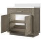 Lexora Home Abbey 36" Single Bathroom Vanity in Grey Oak with 2 cm White Quartz Top and Rectangular Sink, , large