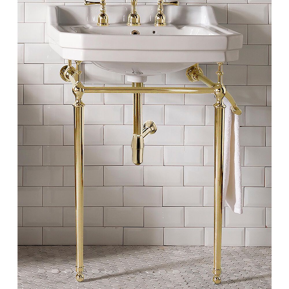 James Martin Wellington 24" Single Bathroom Vanity in Brass with 4 cm White Ceramic Top, , large