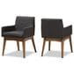 Baxton Studio Nexus Arm Chair with Dark Grey Cushion in Walnut Brown (Set of 2), , large