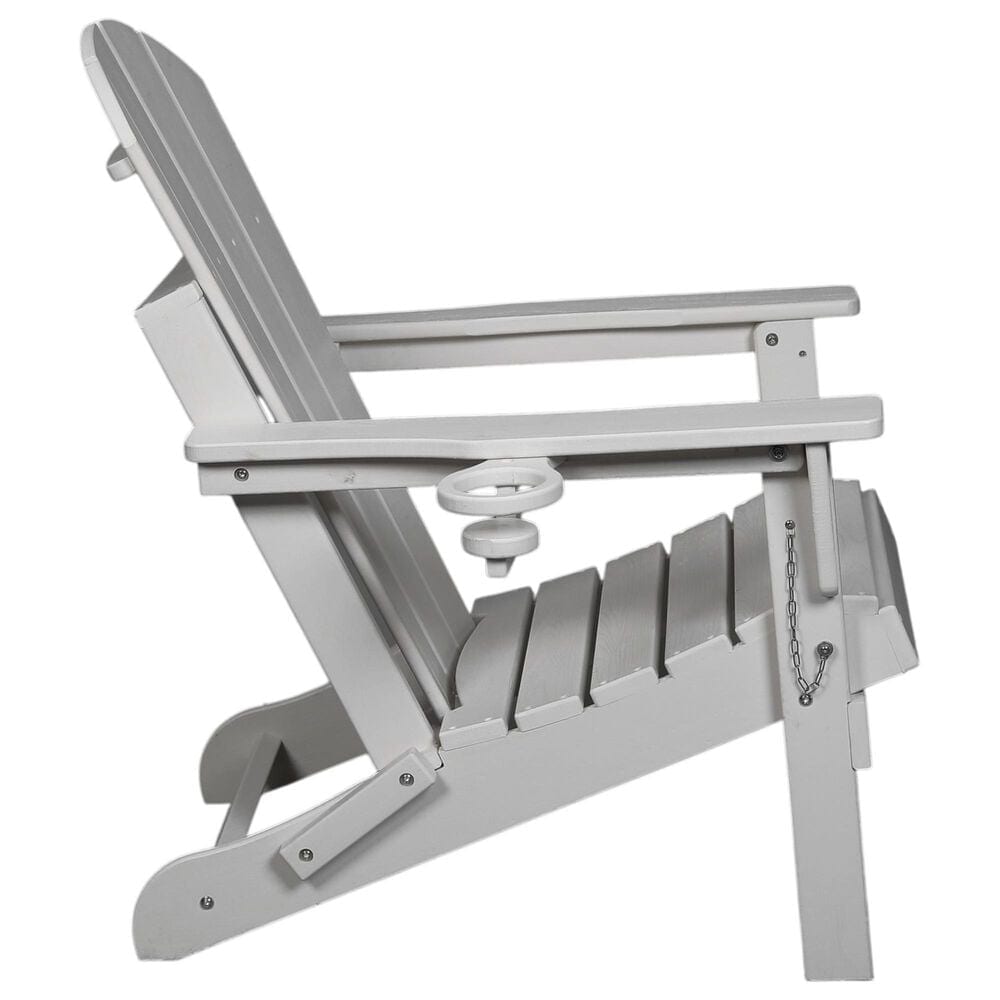 Hearth and Haven 34" Outdoor Folding Adirondack Chair with Cup Holder in White, , large