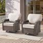 Hearth and Haven Outdoor Swivel Glider Chair with Beige Cushion in Brown (Set of 2), , large