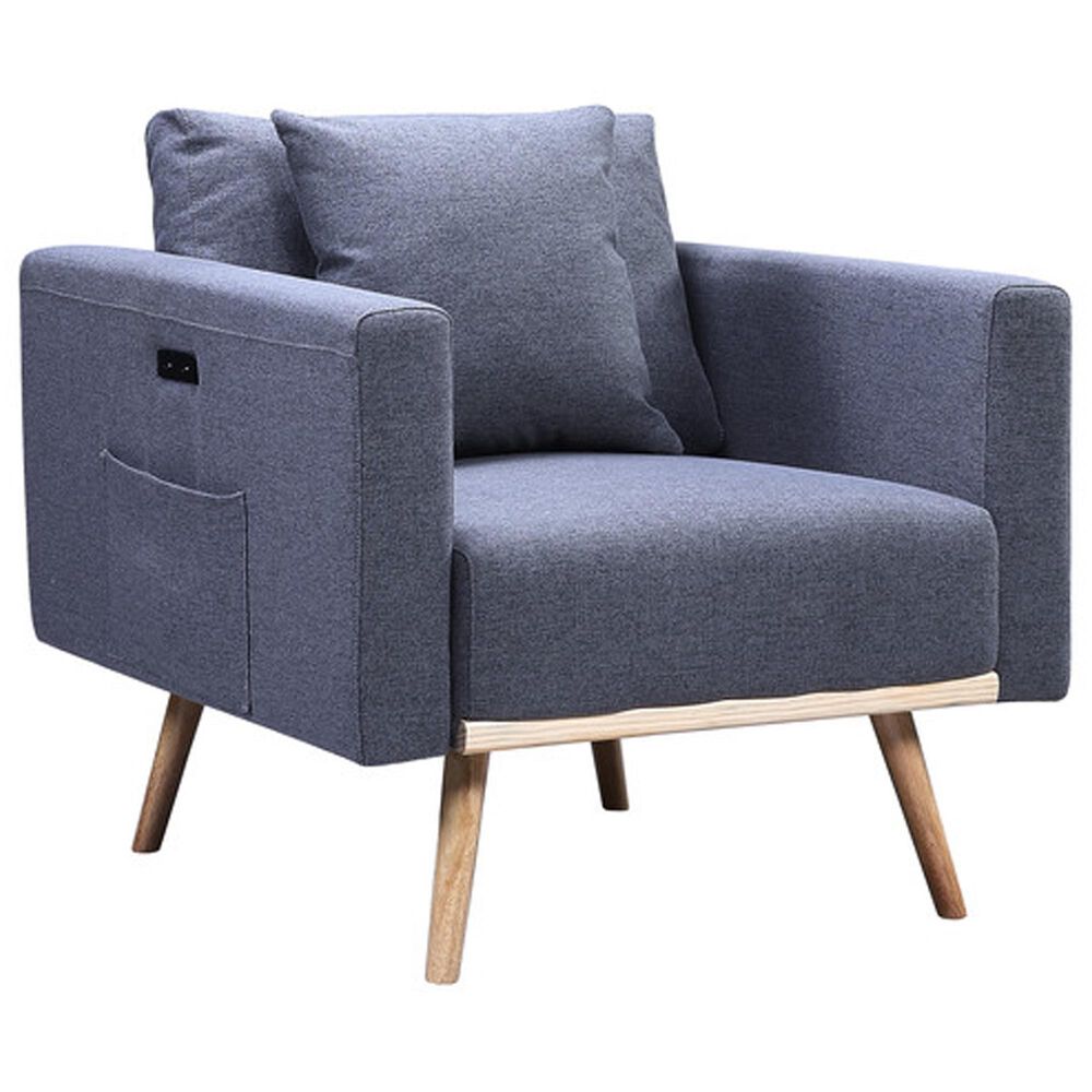 HOMLUX Accent Chair with USB Ports, Pockets and Pillow in Dark Gray, , large