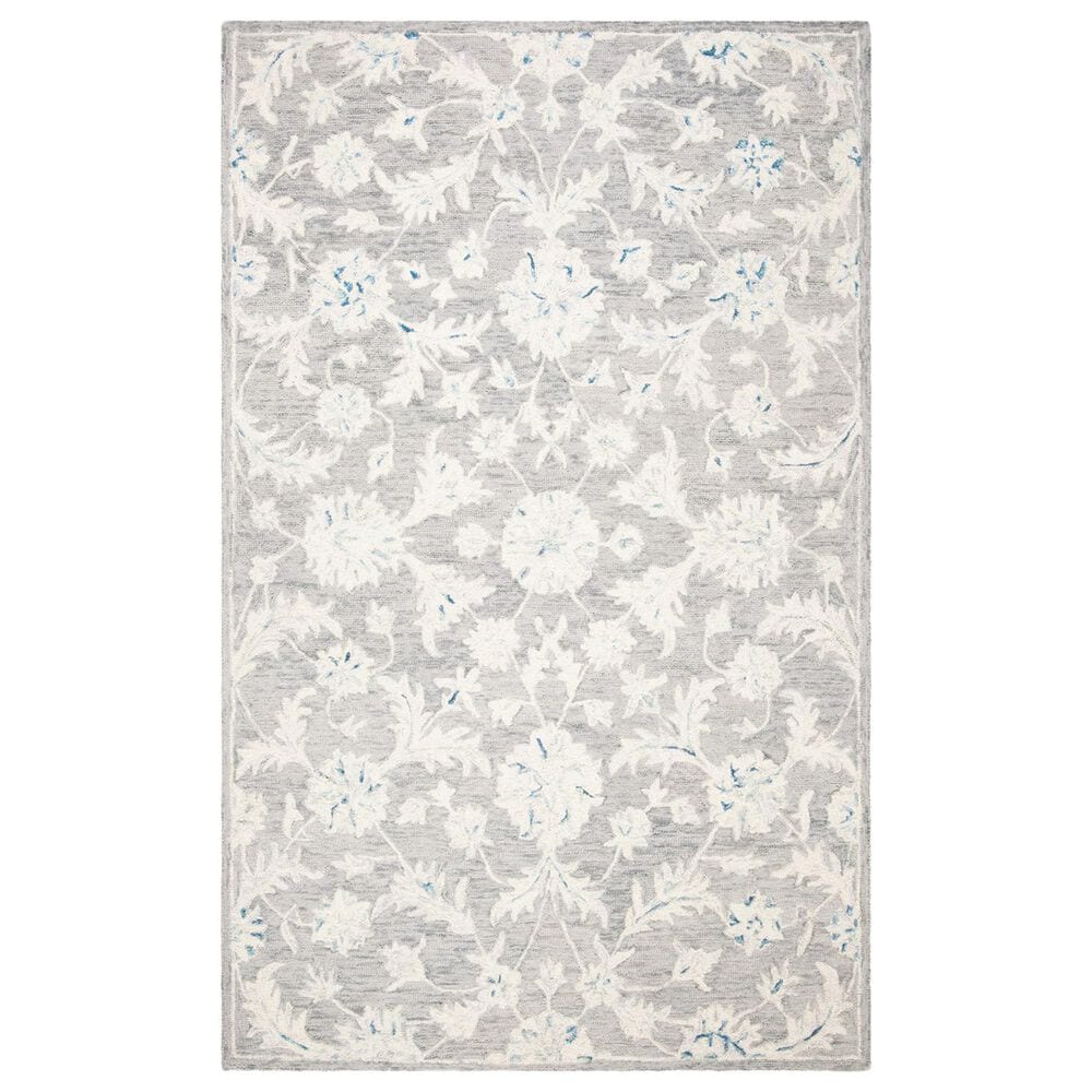 Safavieh Micro-Loop Floral 6" x 9" Grey and Ivory Area Rug, , large