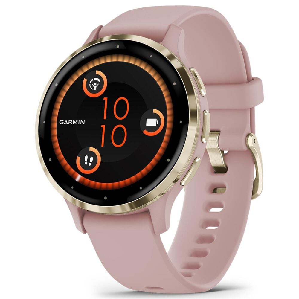 Garmin Venu 3S 41mm Soft Gold Stainless Steel Bezel Case with Dust Rose Silicone Band, , large
