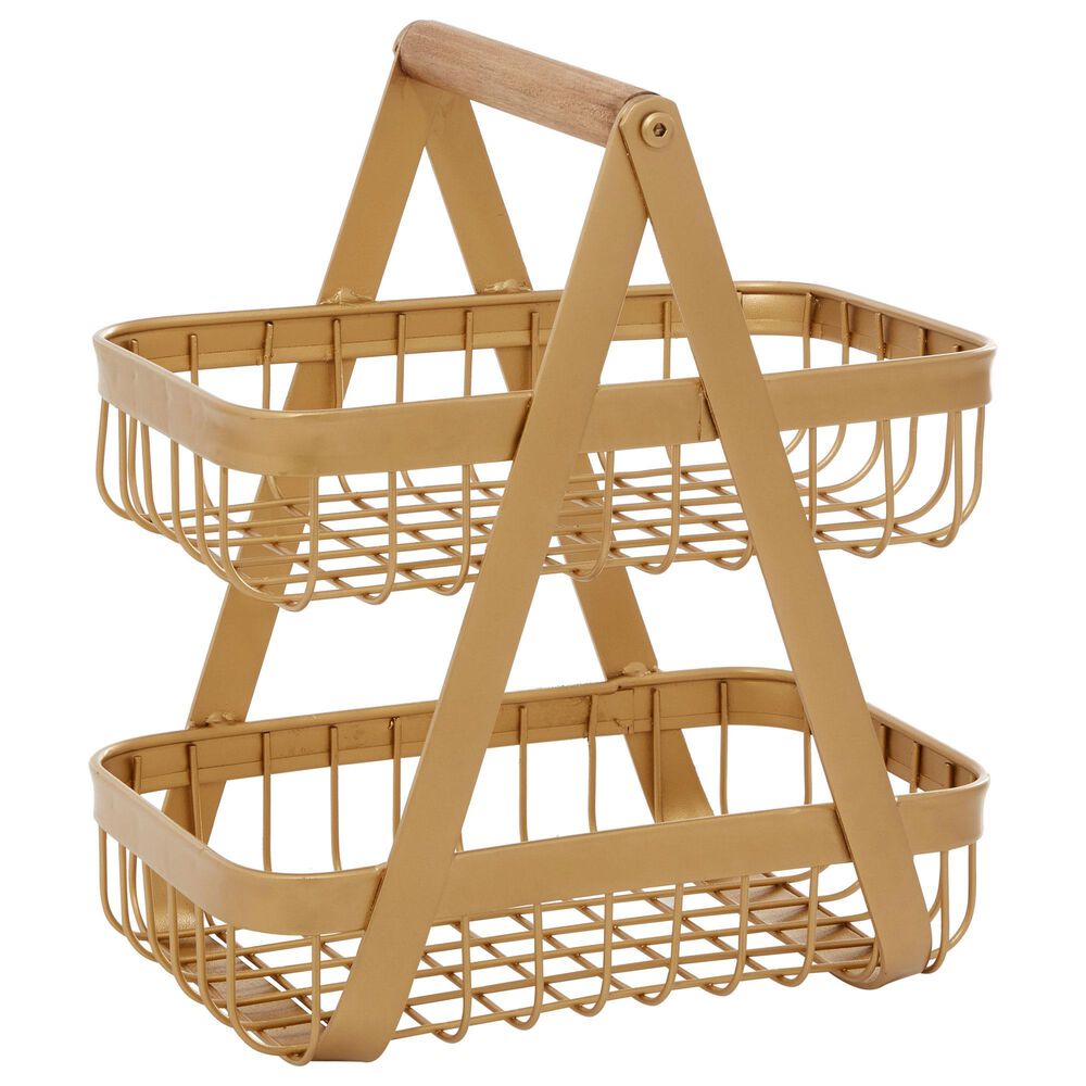 Maple and Jade 12" Modern Metal Storage Basket in Yellow, , large