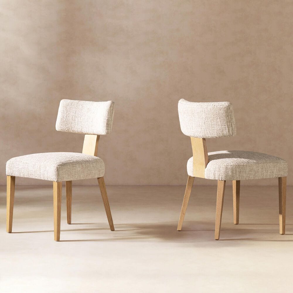Jennifer Taylor Home Louise Side Chair with Travertine Beige Cushion in White Washed and Natural (Set of 2), , large