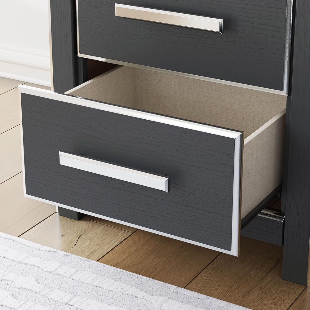 Ashley Zuraleus Queen Upholstered Panel Bed with Two Nightstands in Matte Black, , large