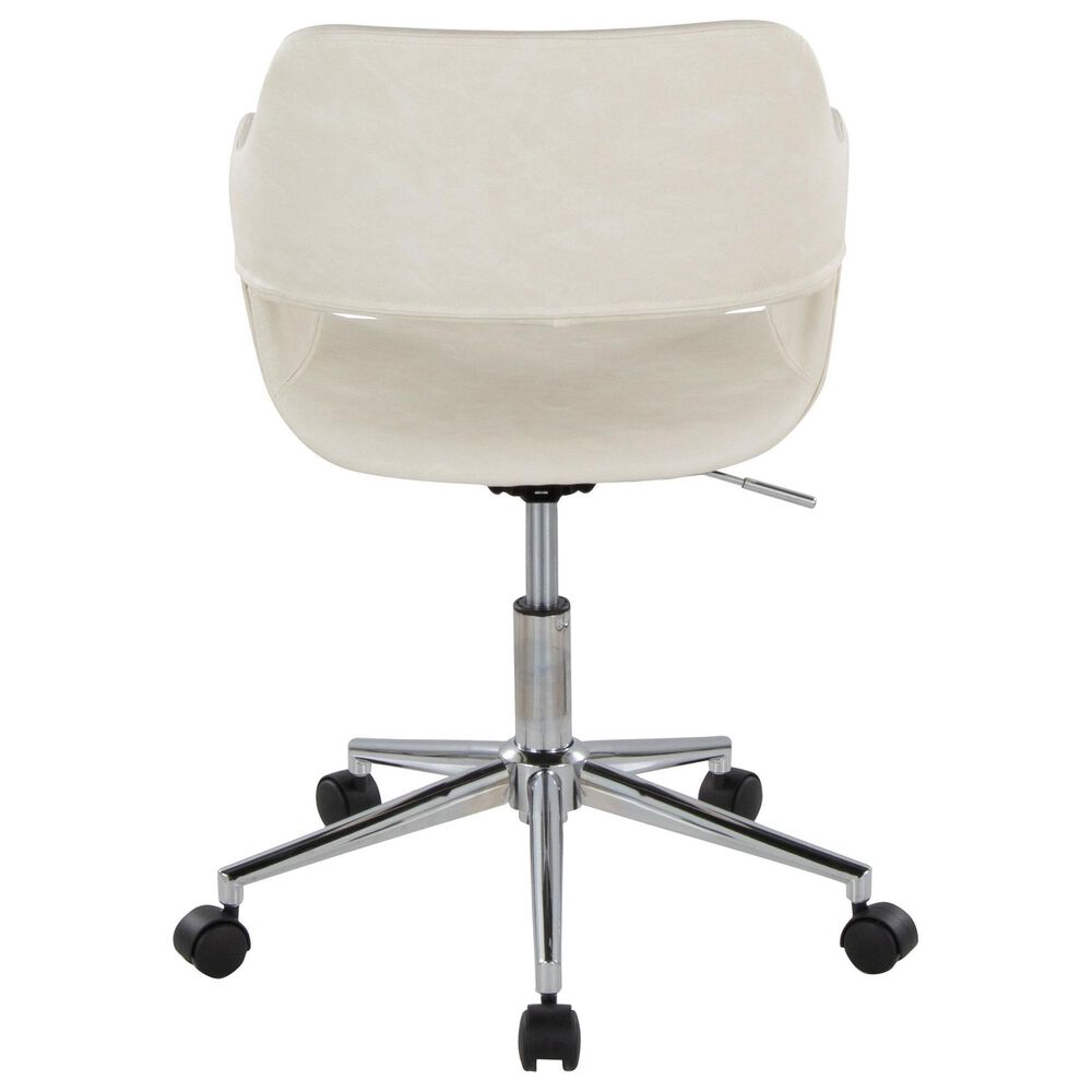 LumiSource Margarite Swivel Task Chair with Cream Faux Leather Cushion in Chrome, , large