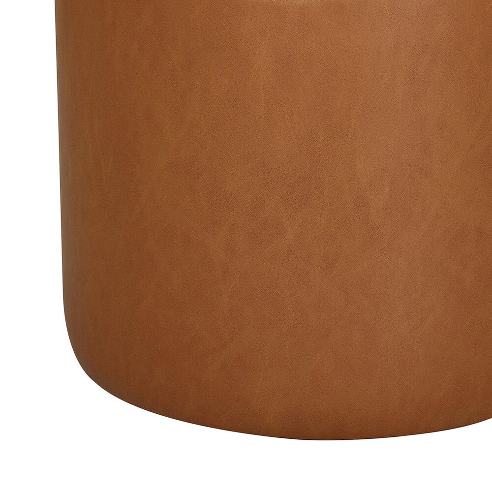Lifestyle Solutions Garrett Round Ottoman in Caramel, , large