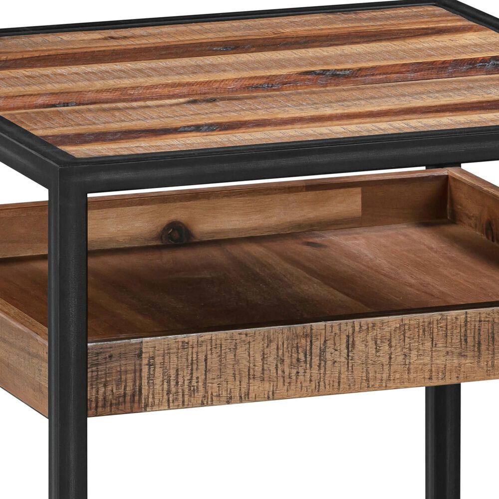 Blue River Ludgate End Table in Rustic Acacia and Black, , large
