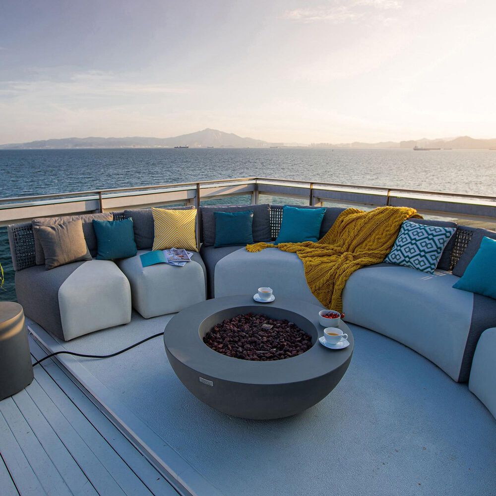 Elementi Fire Lunar Round Natural Gas Bowl Fire Table in Gray, , large