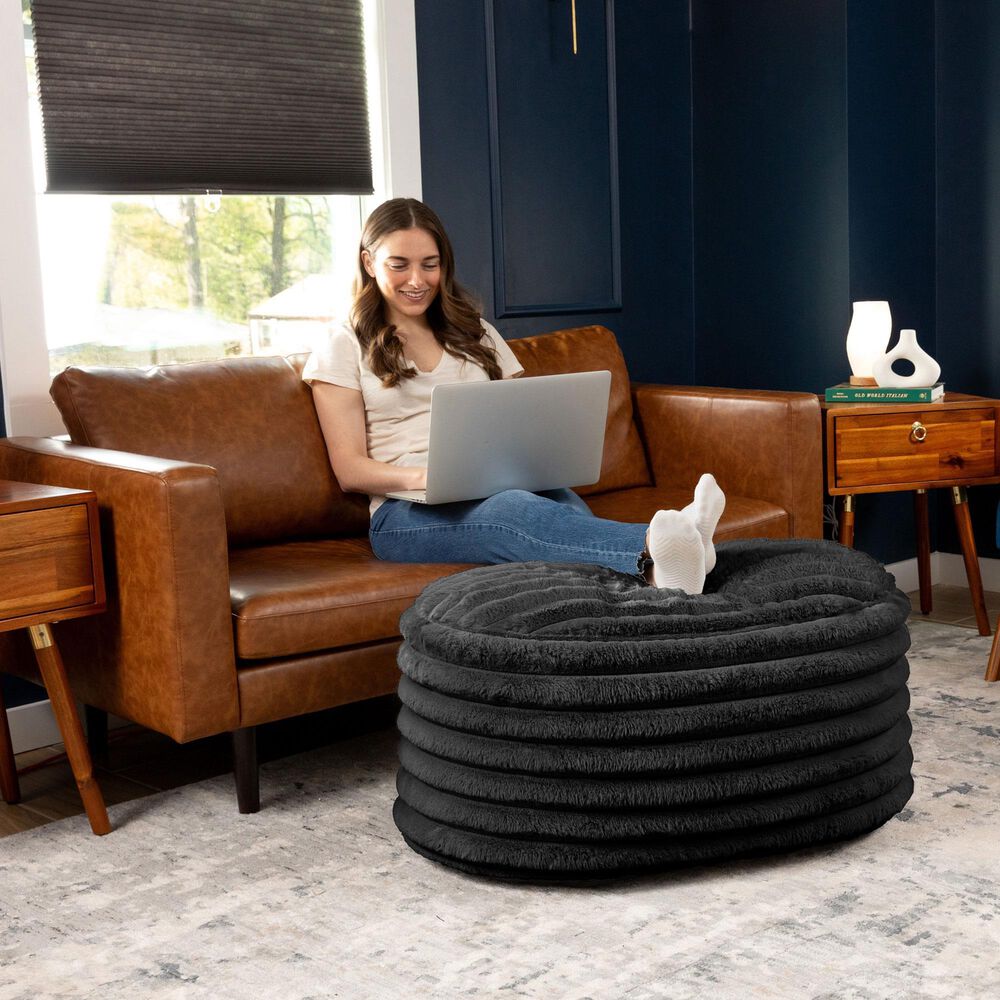 Jaxx Paran Oval Ottoman in Mondo Black, , large