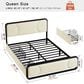 HOMLUX Queen Upholstered Platform Storage Bed in Beige, , large