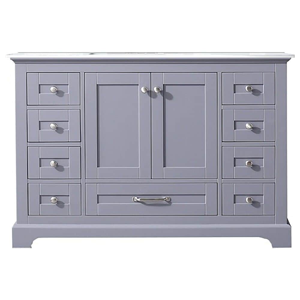 Lexora Home Dukes 48&quot; Single Bathroom Vanity in Dark Grey with 2 cm White Quartz Top and Rectangular Sink, , large