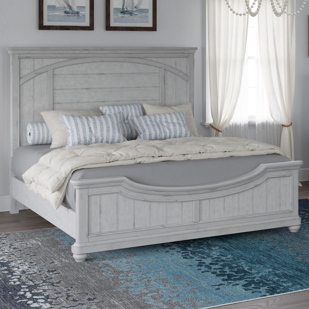 Emerald Home Furnishings New Haven Queen Panel Bed in Oyster Shell, , large