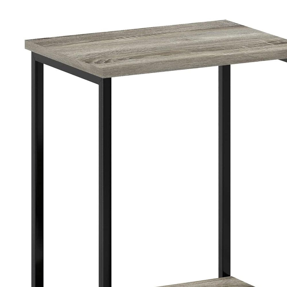 HOMLUX 2-Tier Metal Frame End Table with Open Shelf in French Oak Grey and Black (Set of 2), , large
