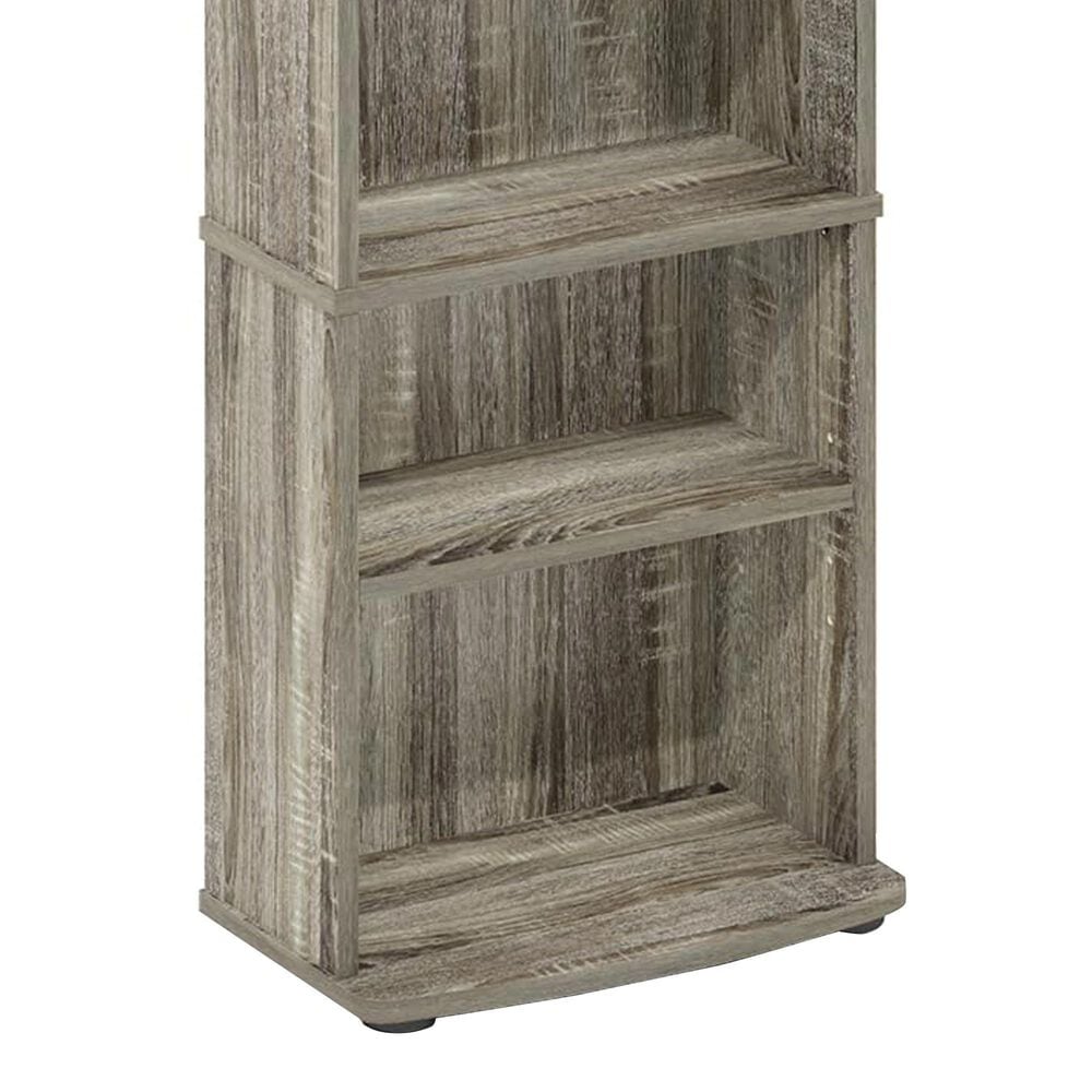 HOMLUX 8-Tier Multimedia Storage Tower with Adjustable Shelves in French Oak Grey, , large