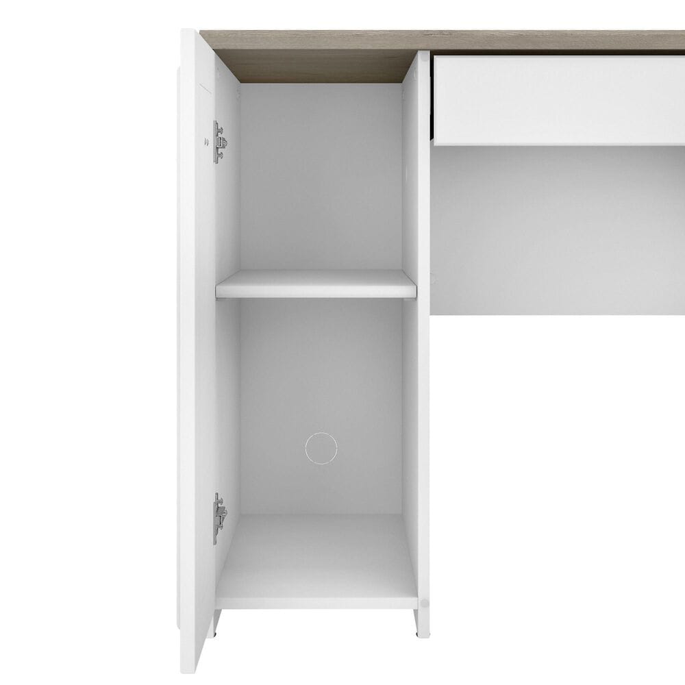 Bush Fairview 3-Piece Office Desk and File Cabinet Set in Shiplap Gray and Pure White, , large