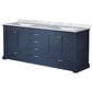 Lexora Home Dukes 80" Double Bathroom Vanity in Navy Blue with 2 cm White Carrara Marble Top and Rectangular Sinks, , large
