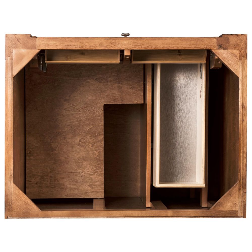 James Martin Vanities Bristol 30&quot; Single Bathroom Vanity in Saddle Brown with 3 cm Victorian Silver Quartz Top and Rectangular Sink, , large