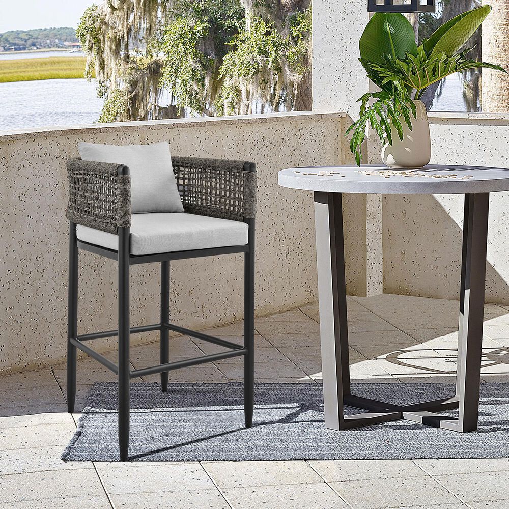 Armen Living Felicia Patio Bar Stool in Light Gray, , large