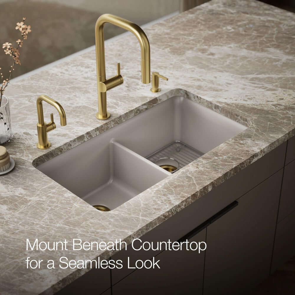 Kohler Cairn Undermount Double-Bowl Kitchen Sink in Matte Taupe, , large