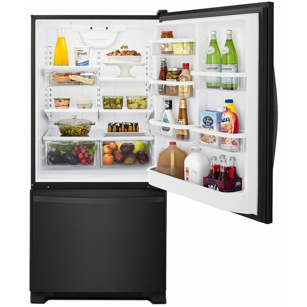 Whirlpool 19 Cu. Ft. Bottom-Freezer Refrigerator with SpillGuard Glass Shelves in Black, , large