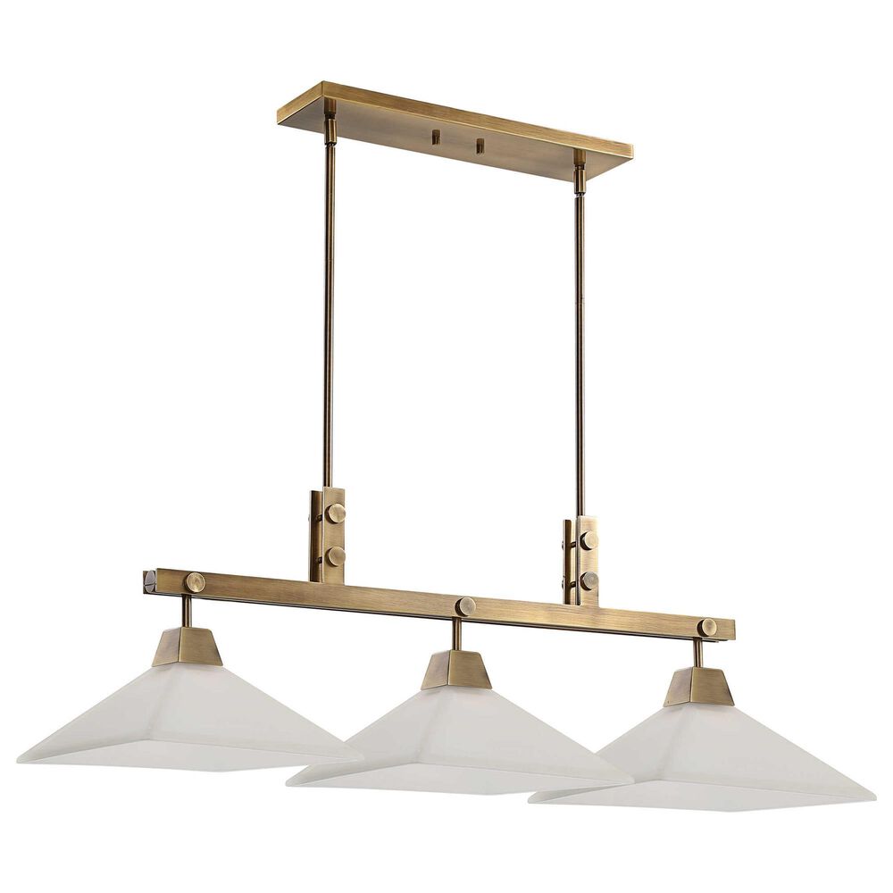 Uttermost Brookdale 3-Light Linear Chandelier in Aged Brass, , large