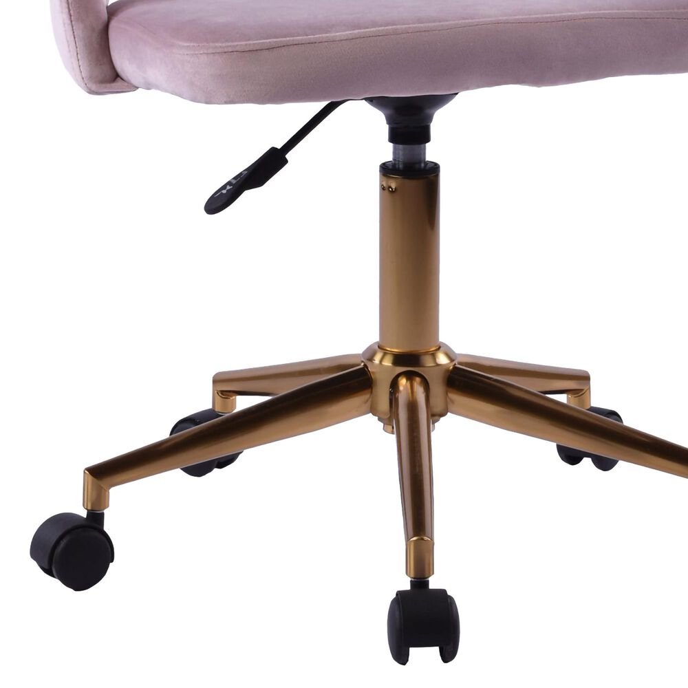 Impressions Vanity Maya Swivel Vanity Chair with Pink Cushion in Gold, , large