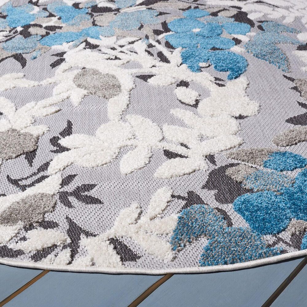 Safavieh Cabana CBN674B 6&#39;7&quot; Round Beige and Blue Indoor/Outdoor Area Performance Rug, , large