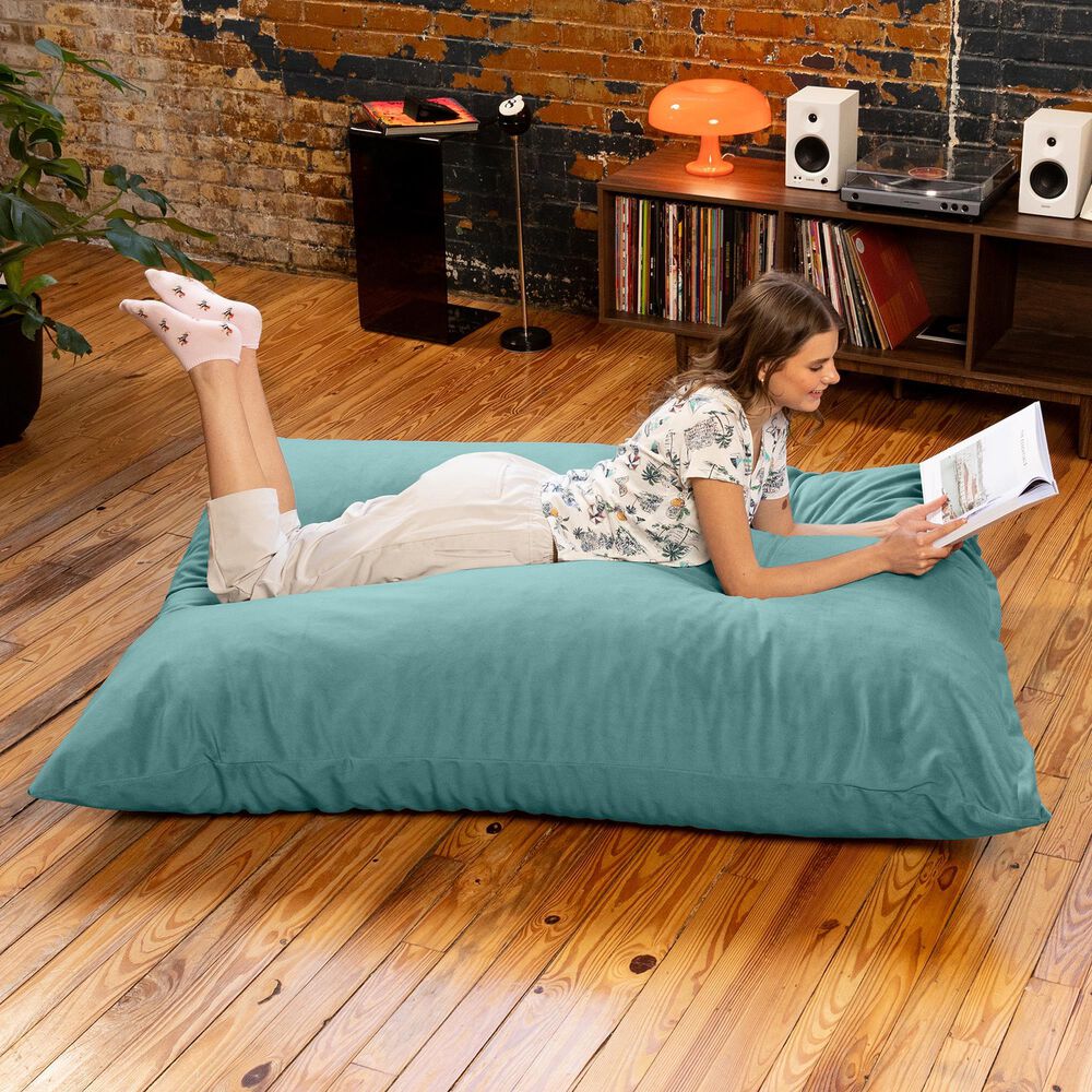 Jaxx Saxx Lush Velvet Bean Bag Rocking Chair in Turquoise, , large