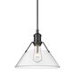 Golden Lighting Orwell 1-Light Medium Pendant with Clear Glass Shade in Matte Black, , large