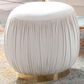 Lumisource Ruched Ottoman in Cream Velvet and Gold, , large