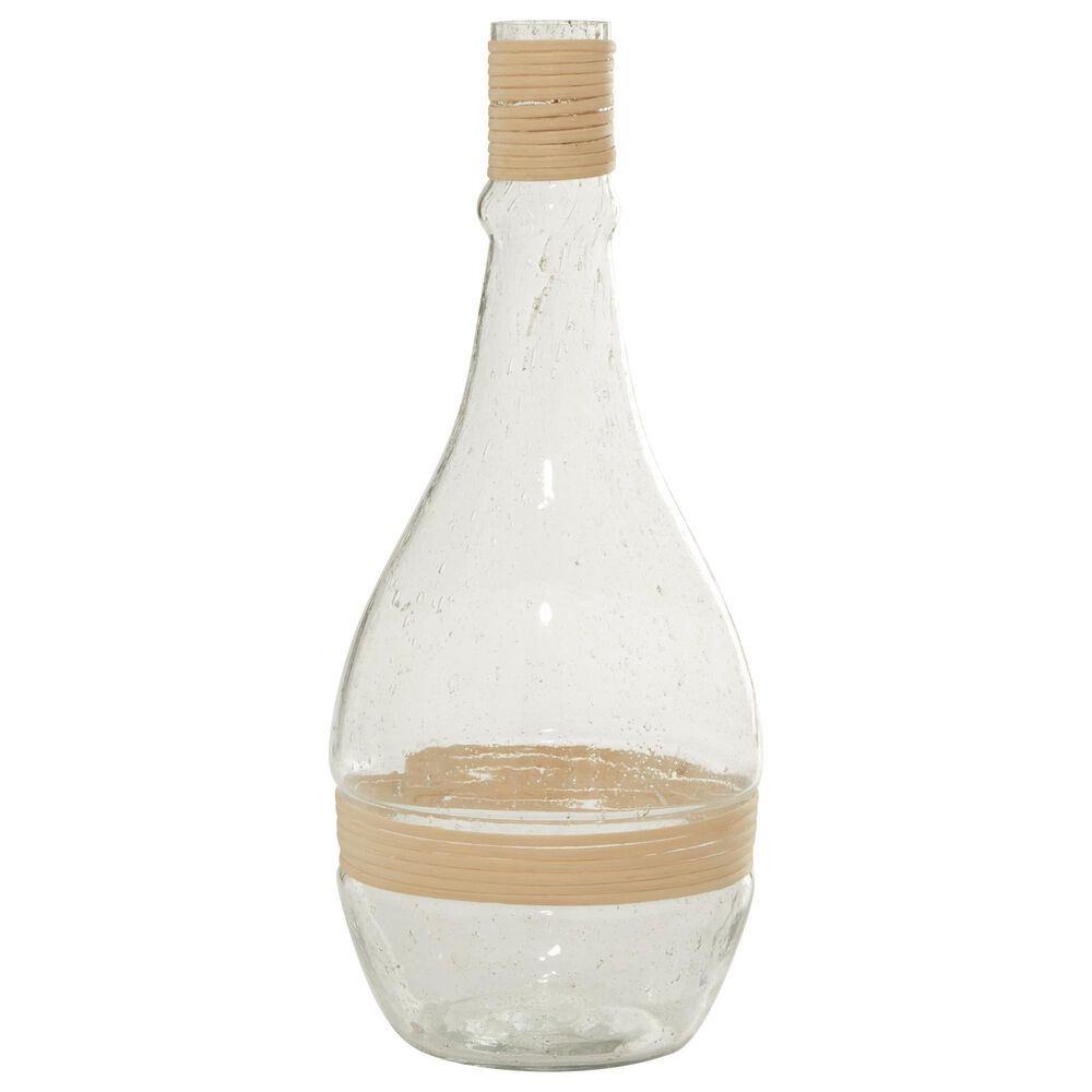 Maple and Jade Clear Glass with Rattan Coastal Vase, , large