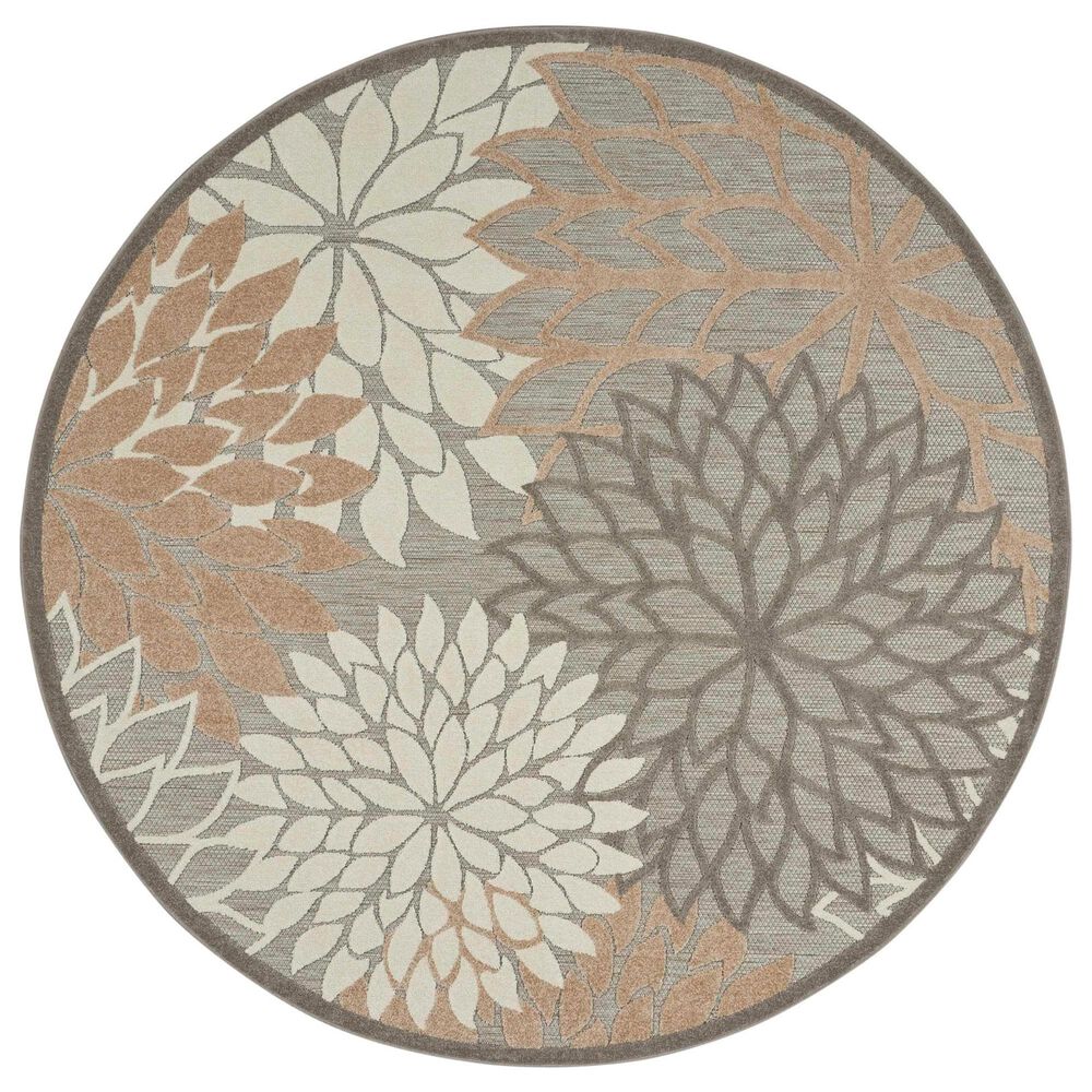 Nourison Aloha Floral 4" Round Natural Indoor/Outdoor Area Rug, , large