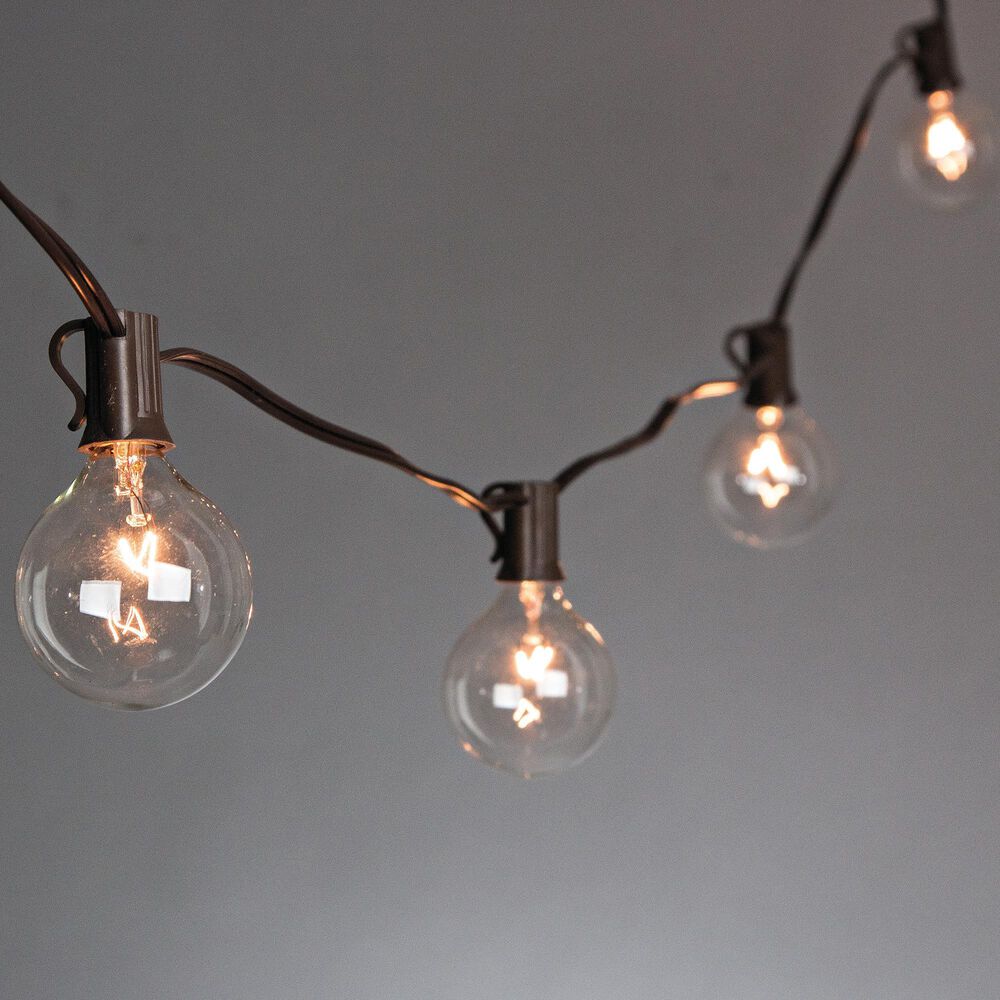 The Gerson Company 20&#39; Electric Patio String Lights with G40 Bulbs in Brown - Set of 2, , large