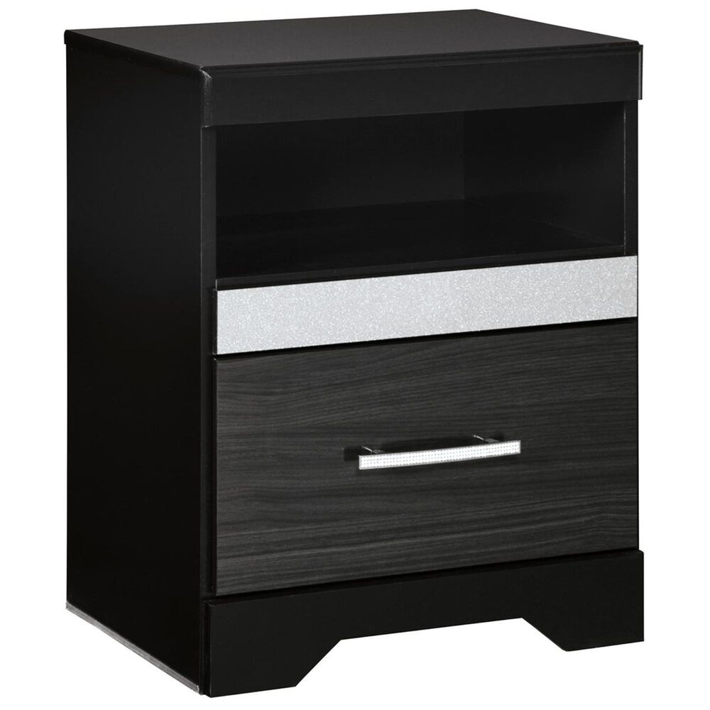 Signature Design by Ashley Starberry 1 Drawer Nightstand in Black and Silvertone, , large