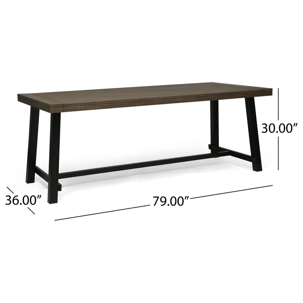 Noble House Lyons 7-Piece Dining Set in Black and Gray, , large