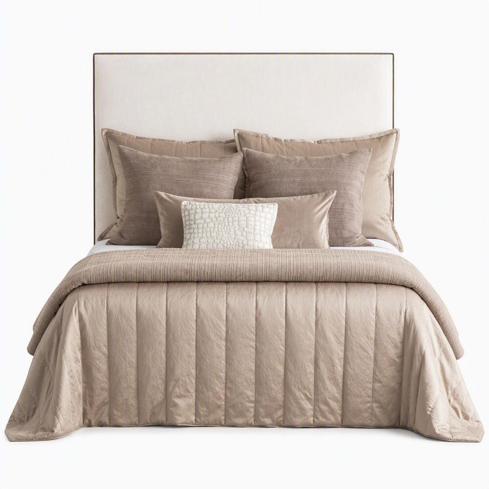 Ann Gish Hammered Channel King Quilted Coverlet in Taupe, , large