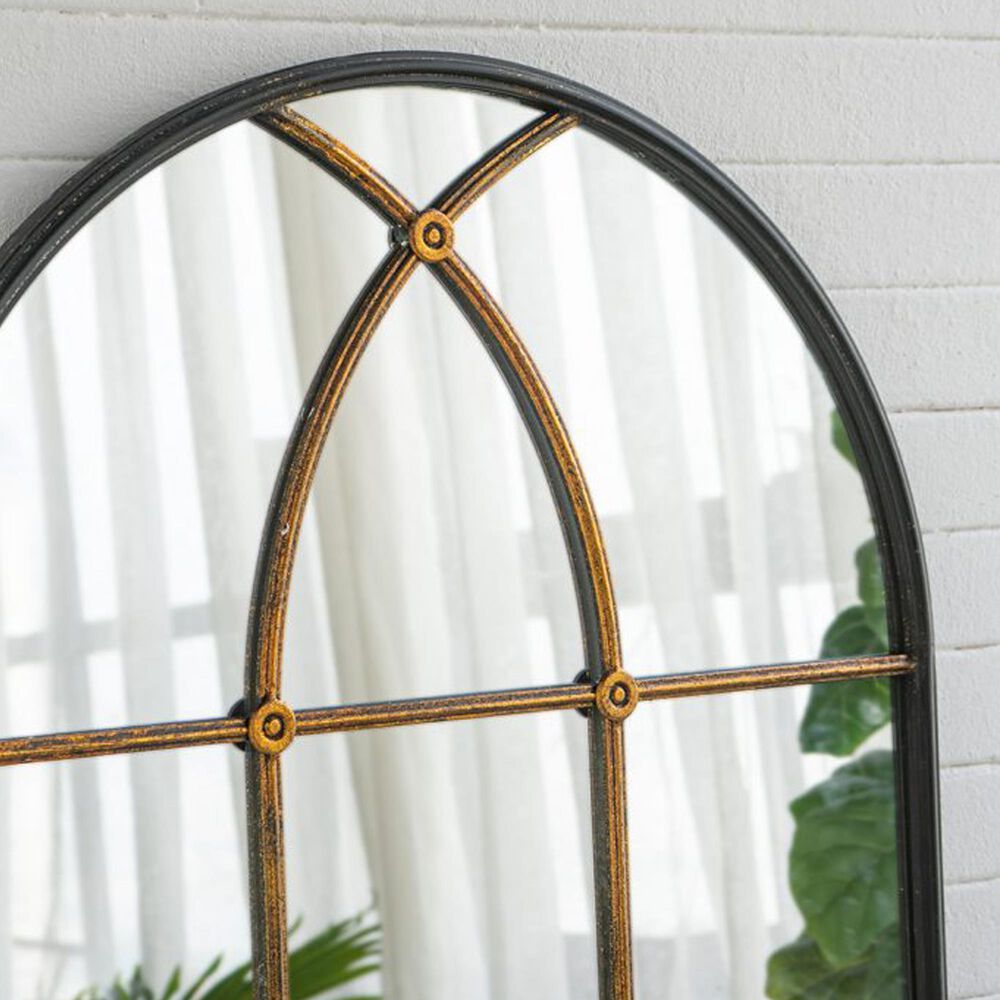 A&amp;B Home Arched Wall Mirror in Black and Gold, , large