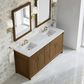 James Martin Bellshire 72" Double Bathroom Vanity in Honey Oak with 3 cm Ethereal Noctis Silestone Top and Rectangular Sinks, , large