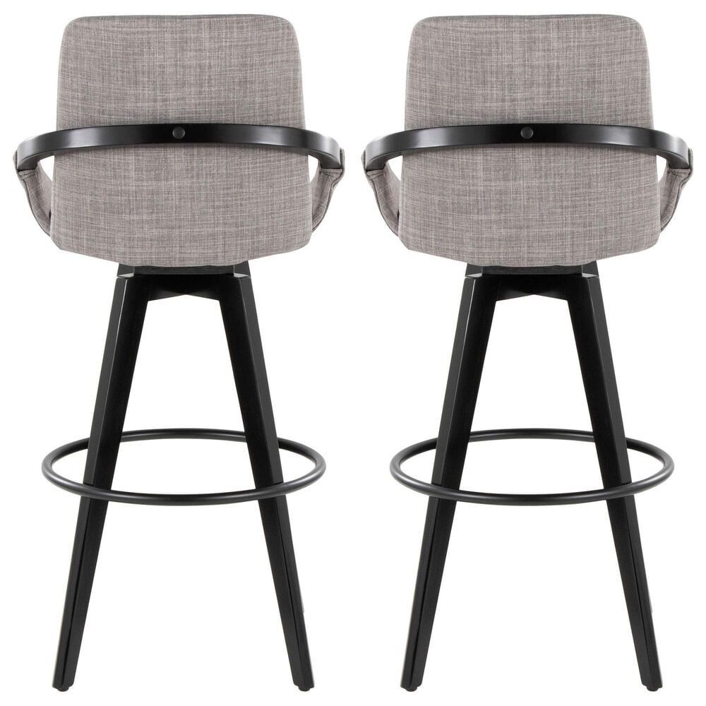 LumiSource Cosmo 30" Swivel Barstool with Grey Upholstery in Black (Set of 2), , large
