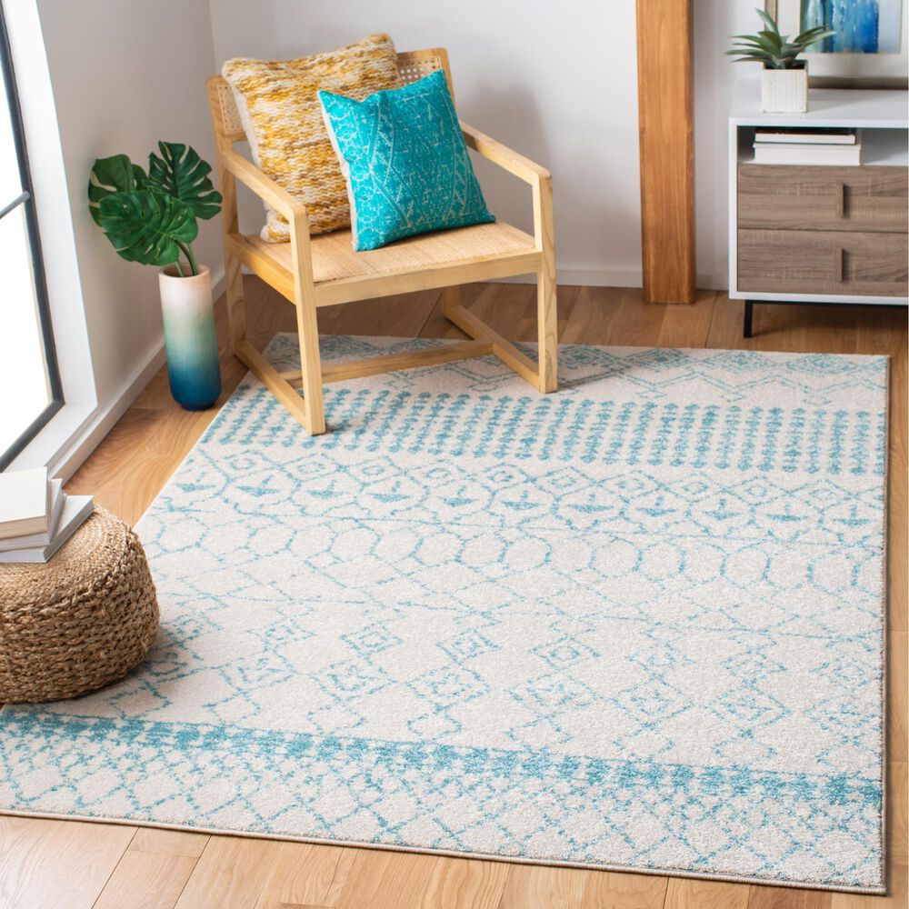 Safavieh Tulum 3&#39; x 5&#39; Ivory and Turquoise Area Rug, , large