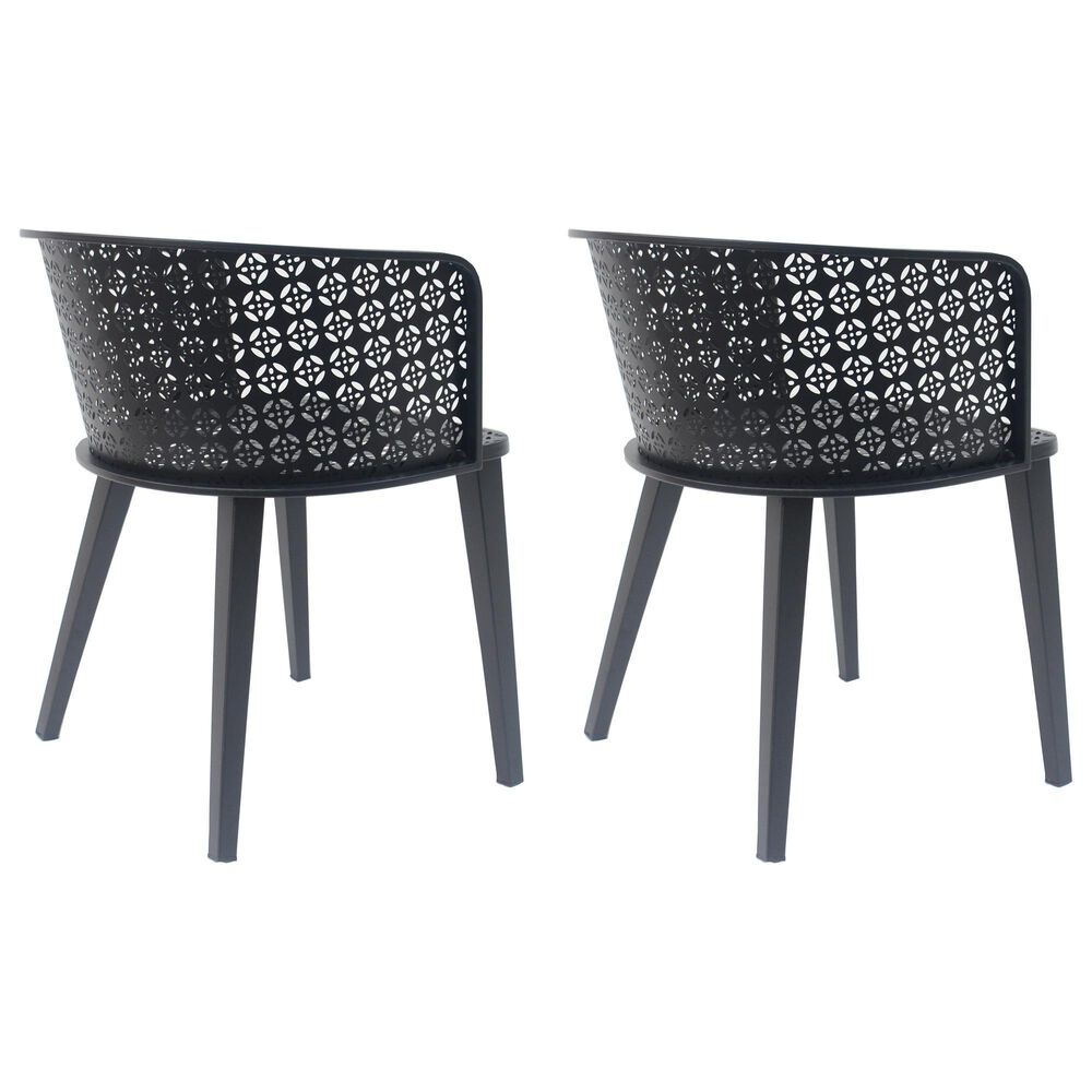 Hearth and Haven Milan Outdoor Dining Chair in Black (Set of 2), , large