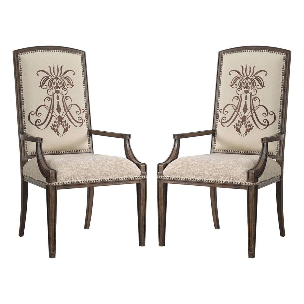 Hooker Furniture Rhapsody Insignia Arm Chair in Rustic Walnut (Set of 2), , large