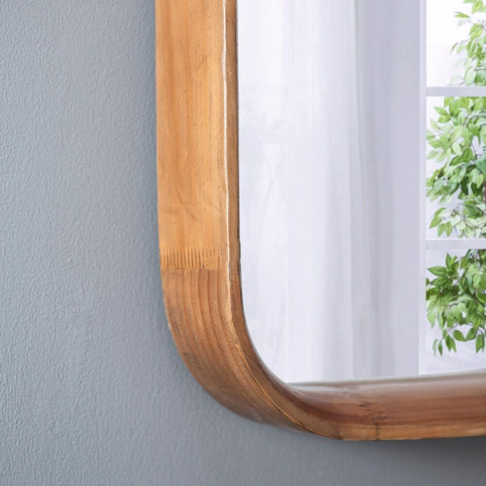 Hearth and Haven Square Wall Mirror with Wood Frame in Brown, , large