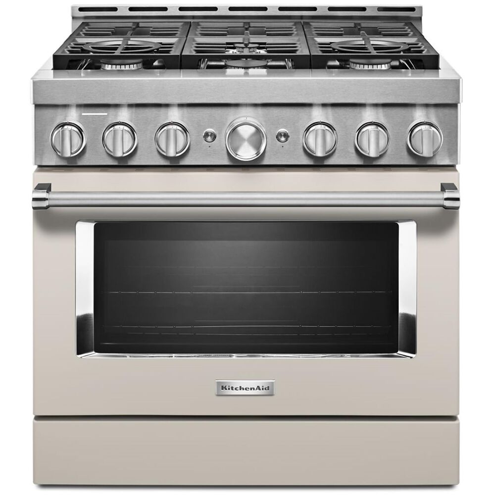 KitchenAid 36&quot; Professional Dual Fuel Range in Matte Milk Shake, , large