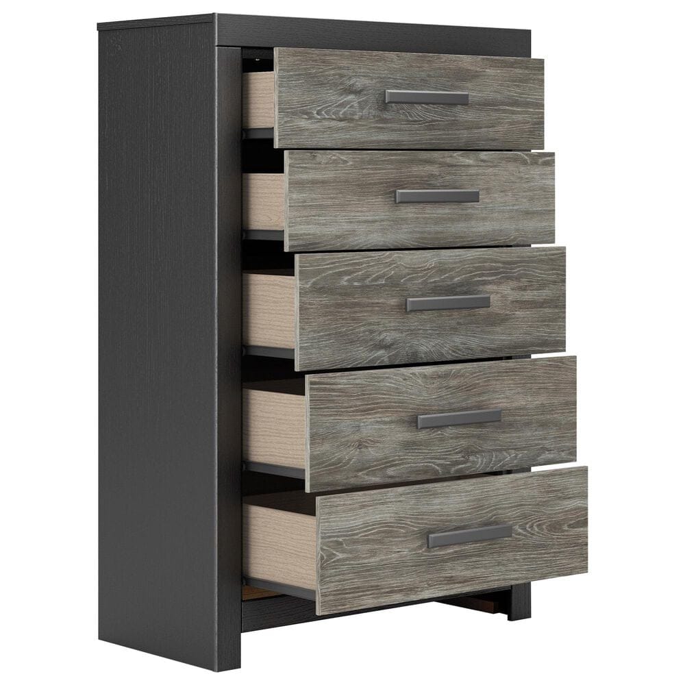 Ashley Broachmyn 5 Drawer Chest in Warm Gray and Matte Black, , large